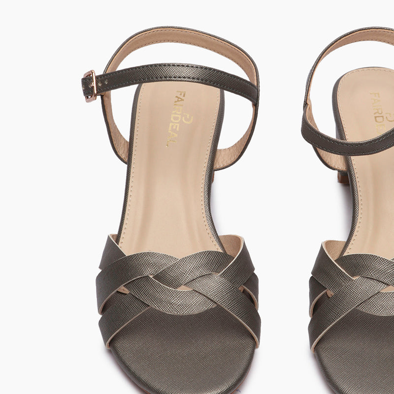 Symmetric Strap Sandals metallic front zoom