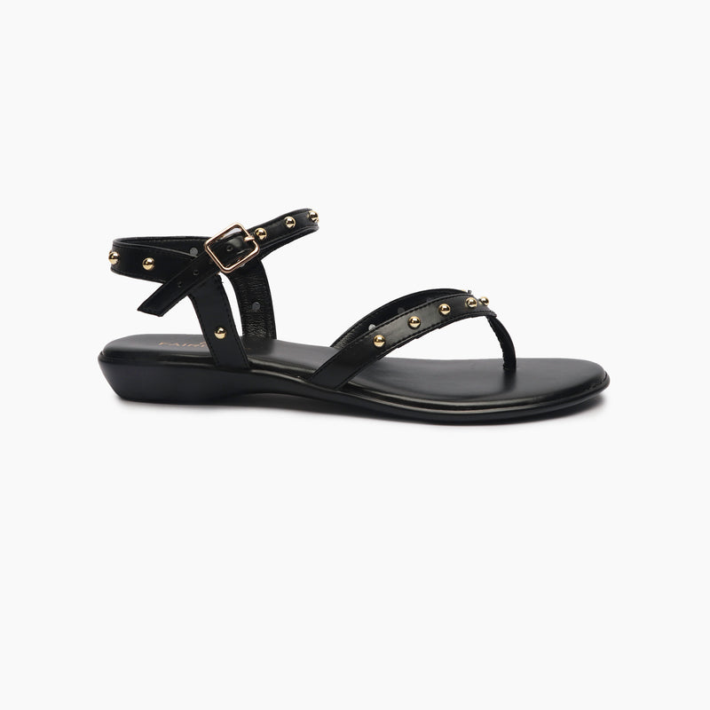 Backstrap Flat Sandals black side profile