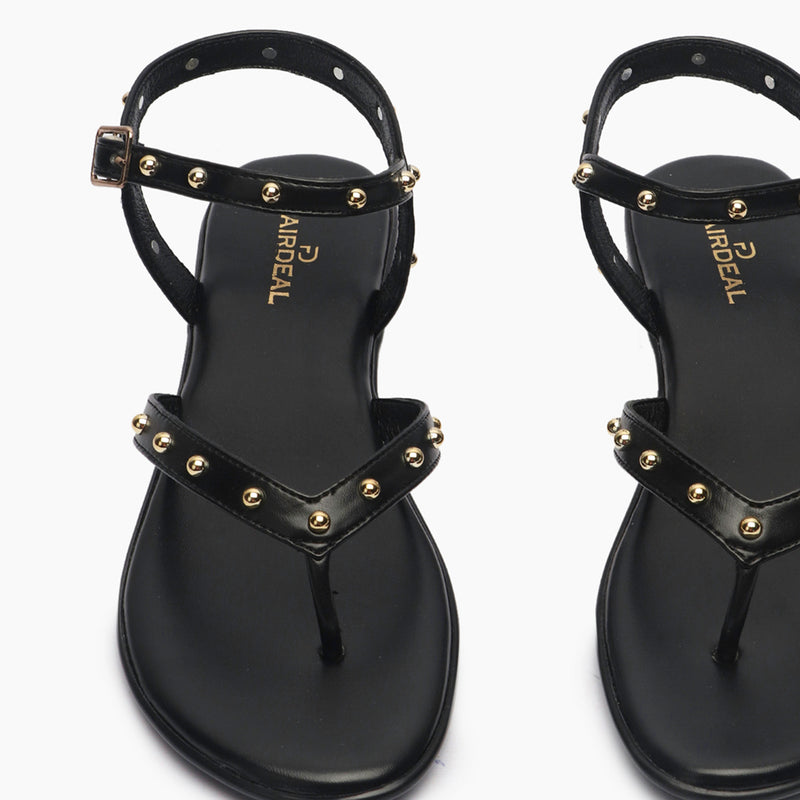 Backstrap Flat Sandals black front zoom