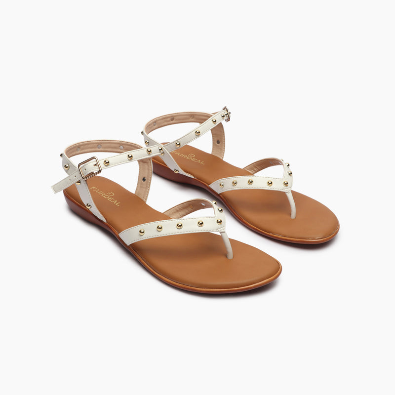 Backstrap Flat Sandals white side angle