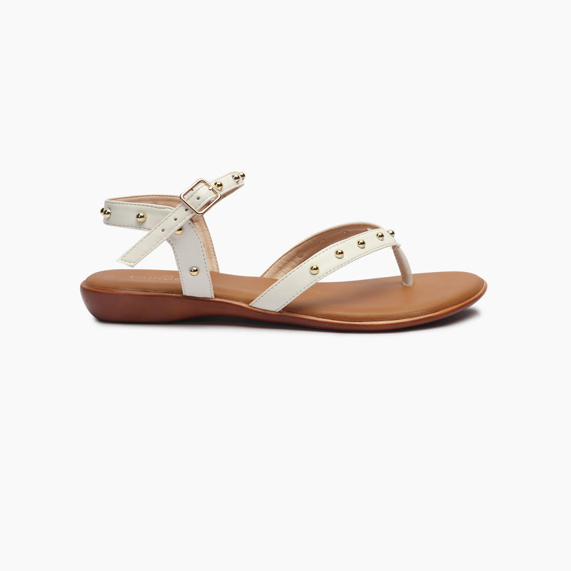 Backstrap Flat Sandals white side profile