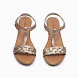Link Pattern Wedge Sandals dull gold front