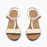 Link Pattern Wedge Sandals white front