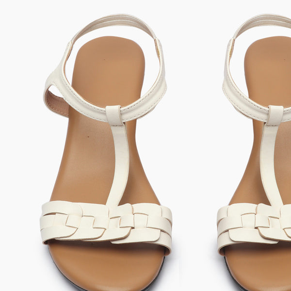 Link Pattern Wedge Sandals white front zoom