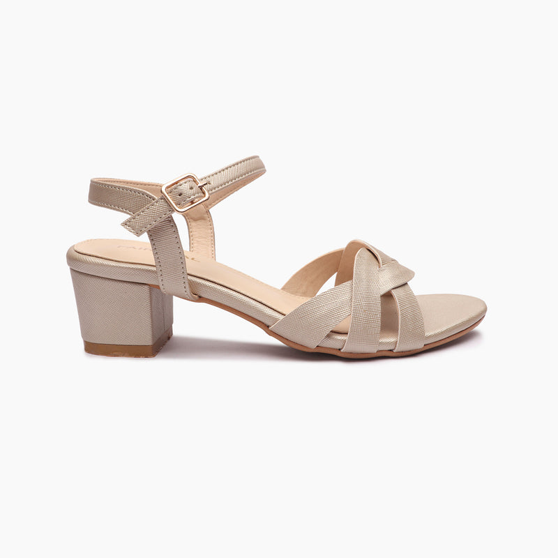 Symmetric Strap Sandals gold side profile