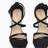 Strappy Kitten Heel Sandals black front