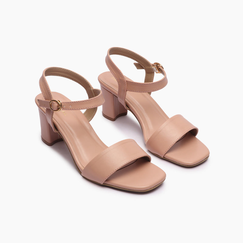 Classic Block Heel Sandals light pink side angle