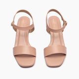 Classic Block Heel Sandals light pink front