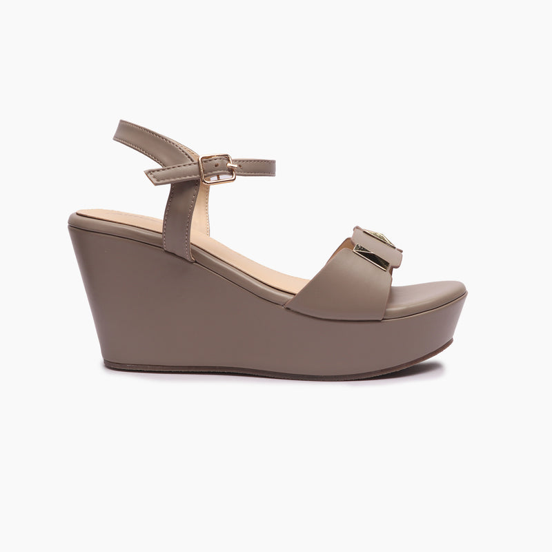 Wedge Heel Platform Sandals grey side profile