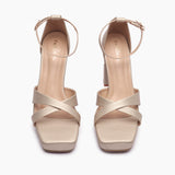 Square Toe Cross Sandals light gold front
