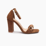 Chainlink Suede Sandals brown side profile
