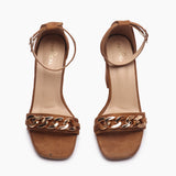 Chainlink Suede Sandals brown front