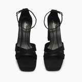 Square Toe Cross Sandals black front angle