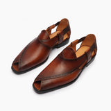 Peshawari Slip Ons With Punch Detail cognac opposite side