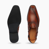 Peshawari Slip Ons With Punch Detail cognac top and sole