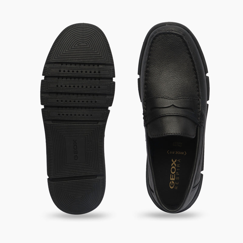 GEOX Adacter Widefit Slip Ons black top and sole