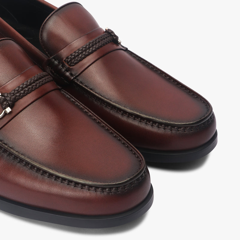 XC Lite Braided Bit Loafers cognac side angle zoom