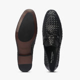 Hand Woven Tassle Moccasins black top and sole