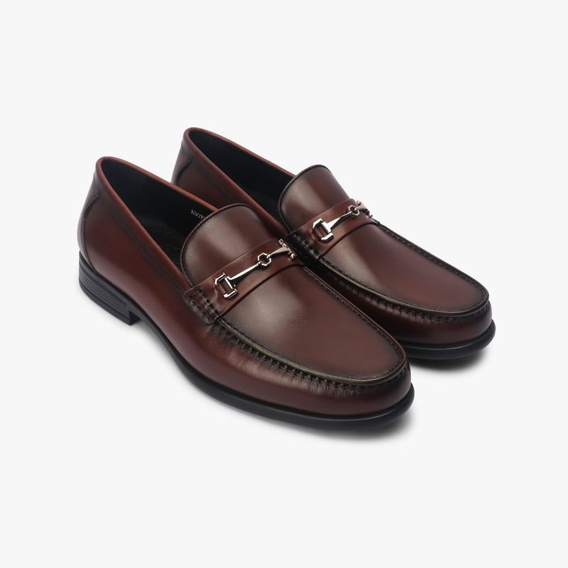 Moccasins with Metal Bit cognac side angle