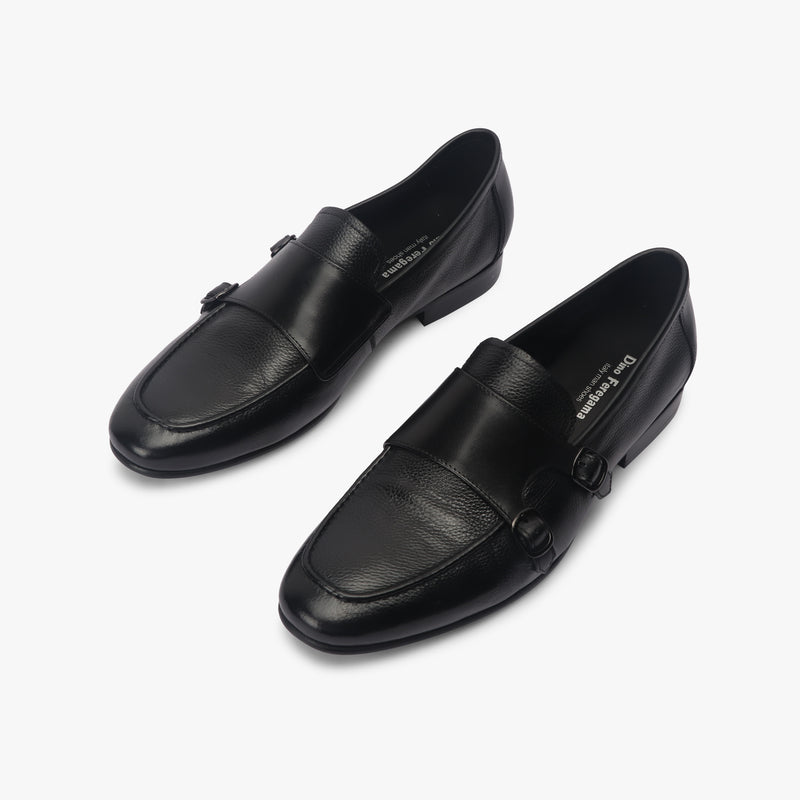 Sheep Leather Double Buckle Monk Straps black opposite side