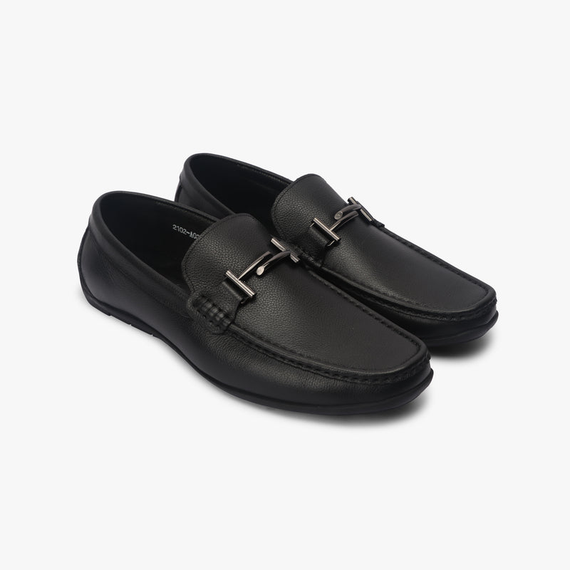 T Buckle Loafers black side angle