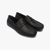 Sheep Leather Penny Loafers black side angle