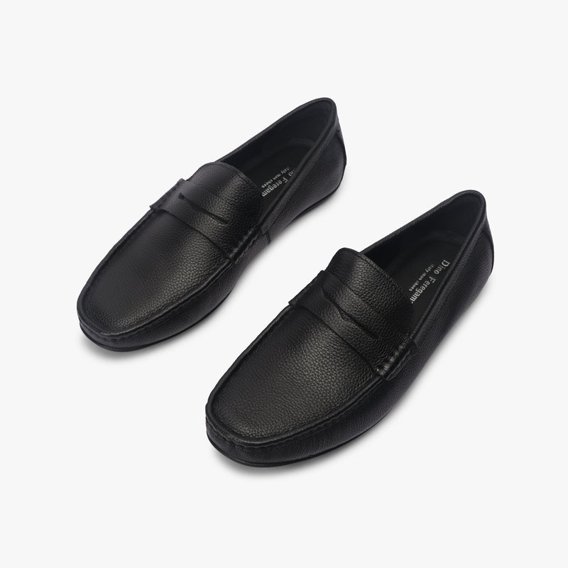 Sheep Leather Penny Loafers black opposite side
