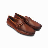 Metal Bit Accented Loafers tan side angle