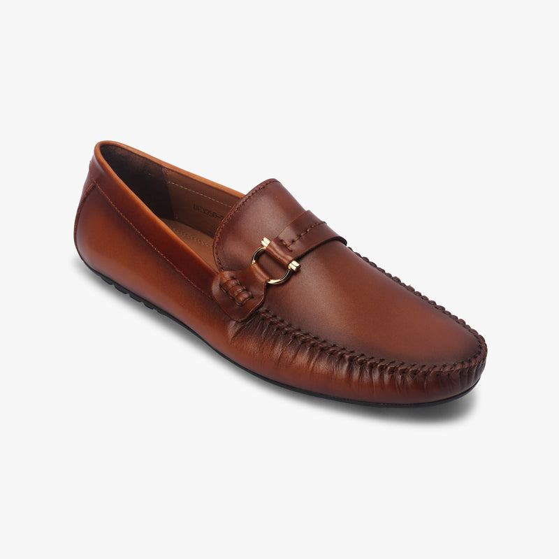 Metal Bit Accented Loafers tan side single