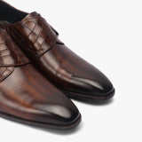 Croc Detail Monk Strap brown side angle zoom