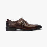 Croc Detail Monk Strap brown side profile