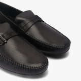 Metal Bit Accented Loafers black side angle zoom