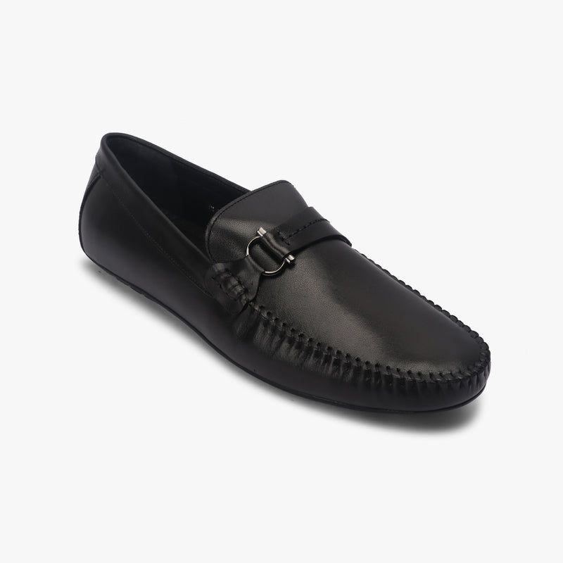 Metal Bit Accented Loafers black side single