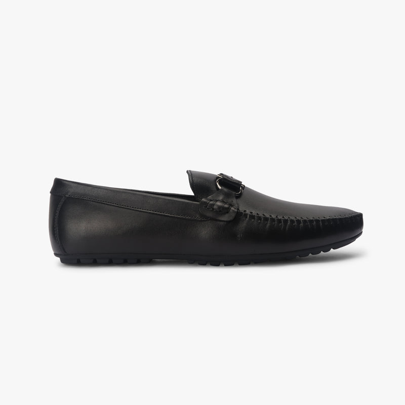 Metal Bit Accented Loafers black side profile