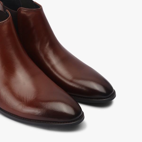 Box Calf Leather Chelsea Boot brown side angle zoom