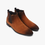 Suede Leather Chelsea Boots camel side angle