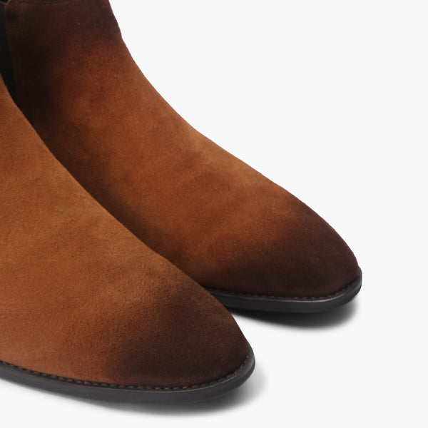 Suede Leather Chelsea Boots camel side angle zoom