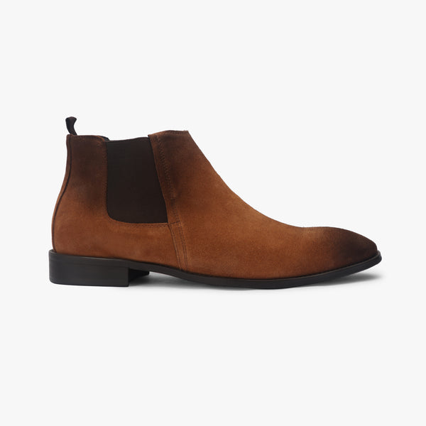 Suede Leather Chelsea Boots camel side profile