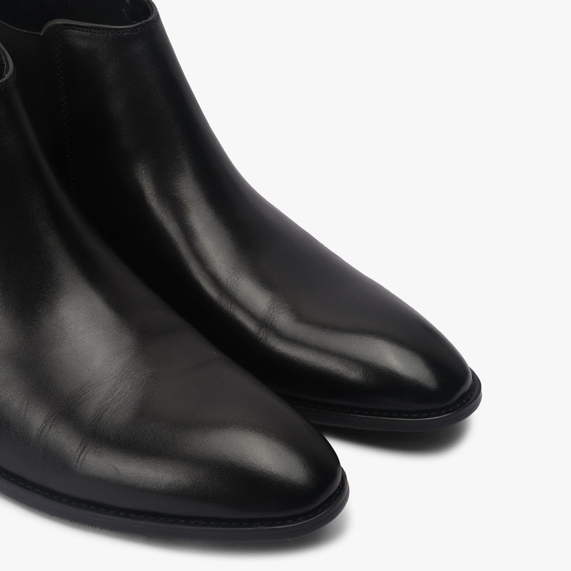 Box Calf Leather Chelsea Boot black side angle zoom