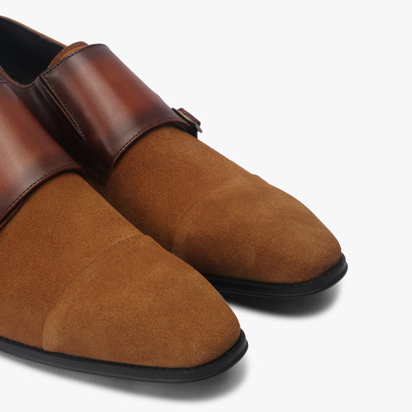 Double Buckle Monk Strap Suede side angle zoom