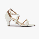 Strappy Kitten Heel Sandals white side profile with heel