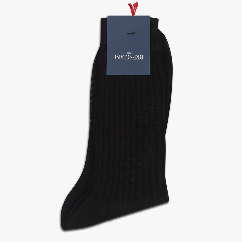 Bresciani Men's Ribbed Cotton Socks black