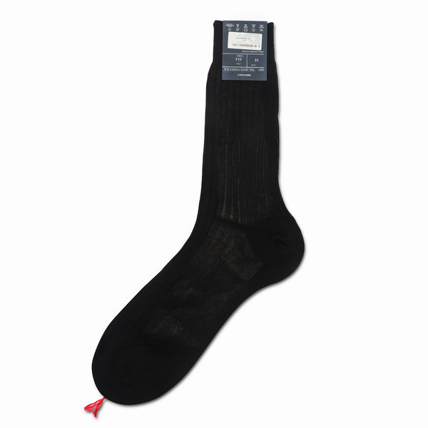 Bresciani Men's Ribbed Cotton Socks black