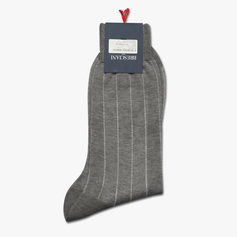 Bresciani Men's Pin Stripe Cotton Socks grey