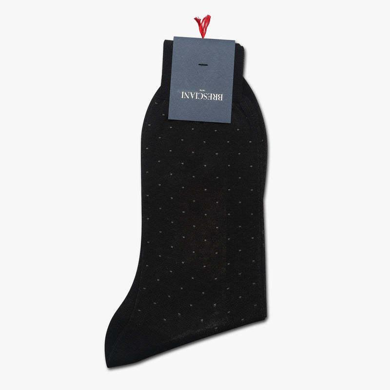 Bresciani Men's Embroidered Cotton Socks black