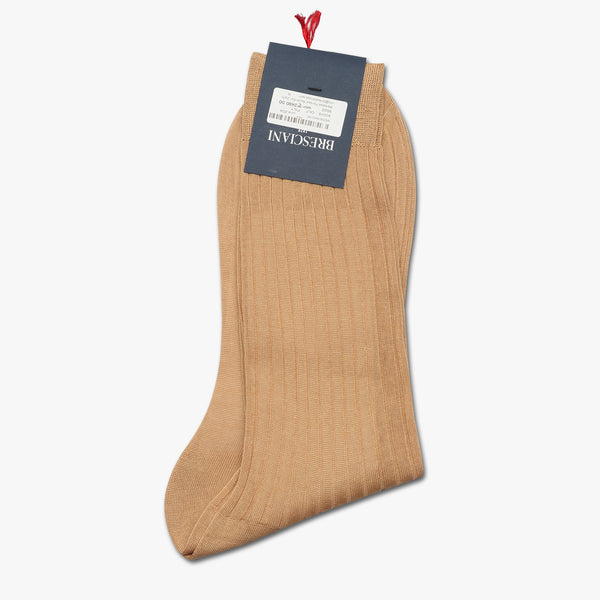 Bresciani Men's Ribbed Cotton Socks beige