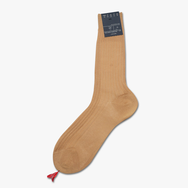 Bresciani Men's Ribbed Cotton Socks beige