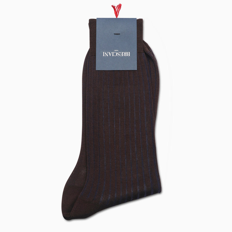 Bresciani Men's Vanisee Cotton Socks brown blue