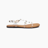 Studded Acrylic Flat Sandals tan side profile