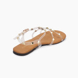 Studded Acrylic Flat Sandals tan back